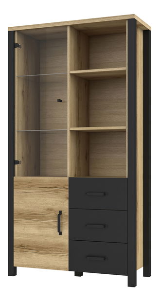 Vitrína Oralee Typ 13 (dub grand natural + čierna matná)