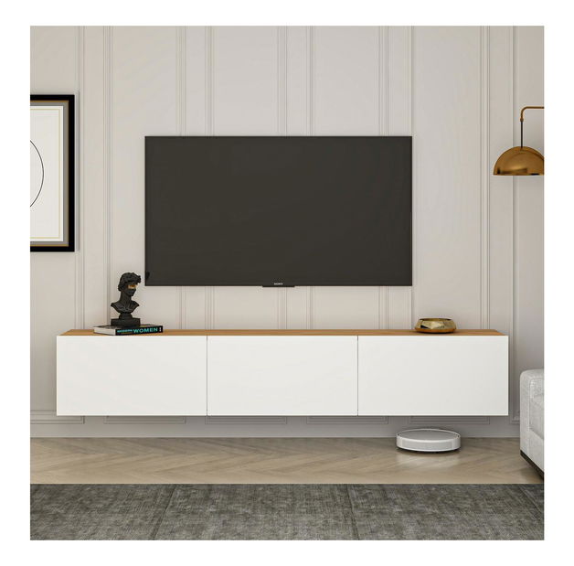 Masă TV/Dulap Westham (Alb + Pin atlantic) 