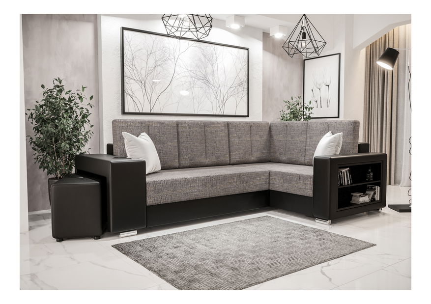 Sarok ülőgarnitúra Lush (szürke + fekete) (J)