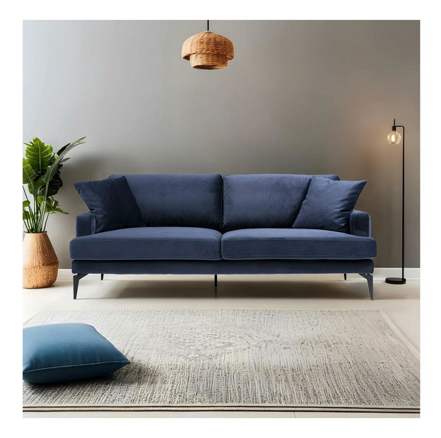 Pohovka trojsedačka Papirolla (námornícka modrá + čierna)