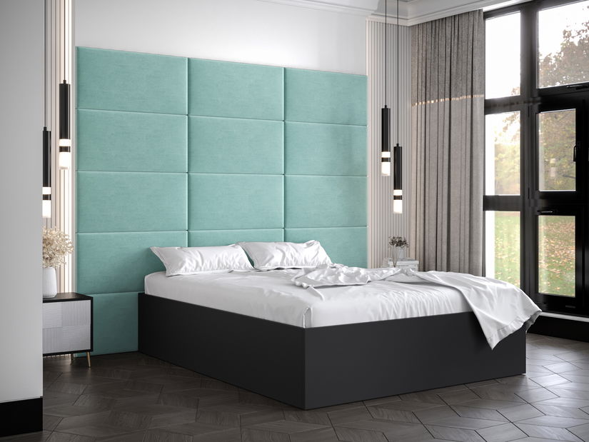 Manželská posteľ s čalúneným čelom 160 cm Brittany 1 (čierna matná + mätová) (s roštom)