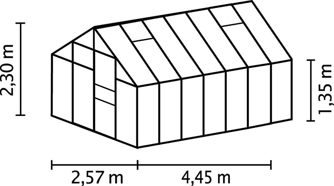 Klasszikus stílusú üvegház Neptune 11500 (polikarbonát + eloxált alumínium)