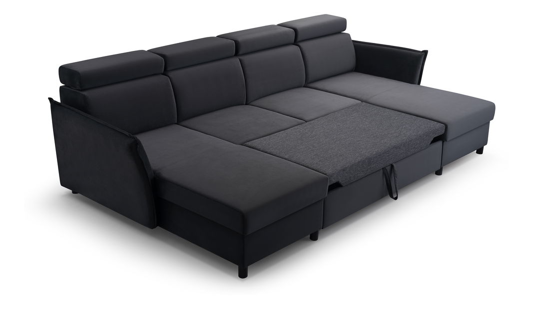 Rohová sedačka Moria U (čierna) (L)