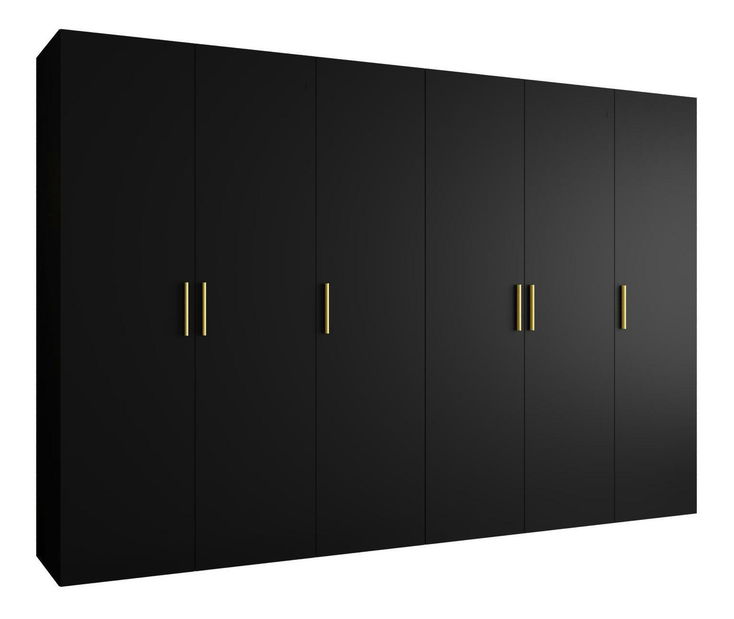 Dulap de haine 300 cm Borry 1 (Negru + Auriu)