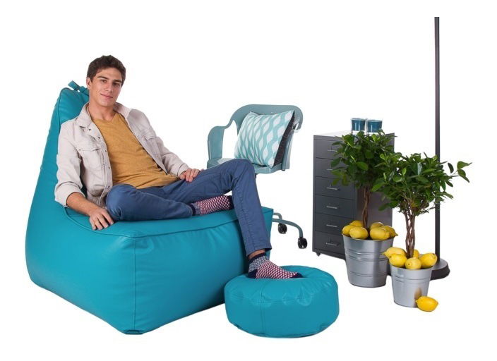Fotoliu puf cu taburete Glory XXXL (Albastru)