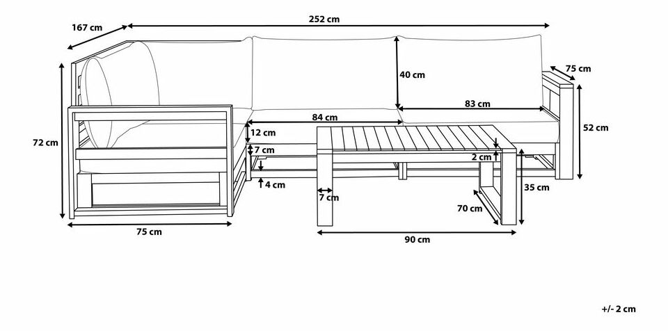 Záhradná sedacia súprava Tamar (svetlé drevo) (agát)