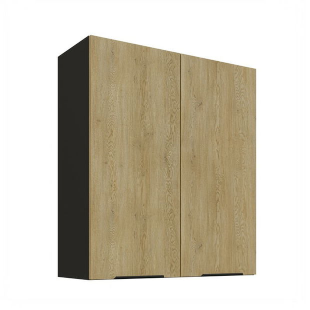 Dulap superior de bucătărie Carminia 80 G-90 2F (stejar cremona + negru)