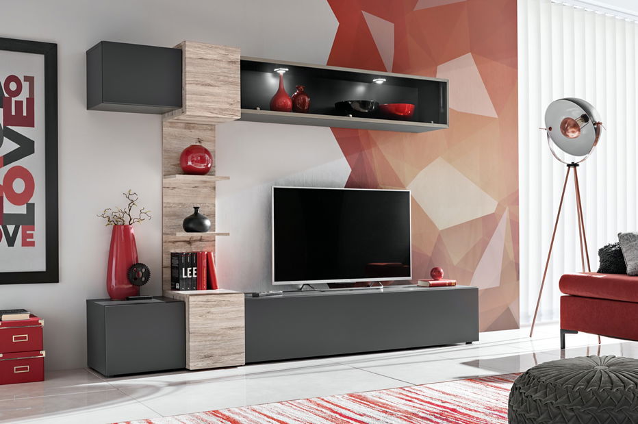 Mobilier living Renay 20 DWAN RO (antracyt + stejar wellington)