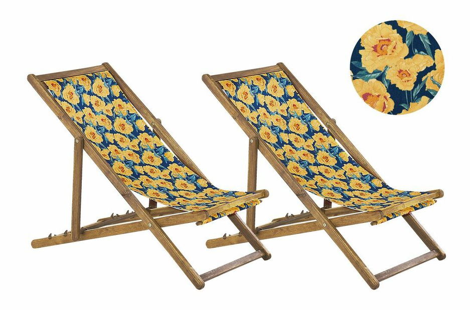 Set 2 ks záhradných lehátok s náhradnými poťahmi Antio (žltá)