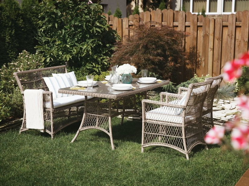 Záhradná jedálenská sada Bolzano (svetlohnedá)