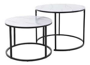 Set 2 măsuțe de cafea Maliko (negru + marmură albă) *vânzare stoc