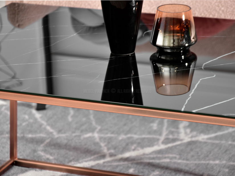 Dohányzóasztal Bella Xl (fekete márvány + réz)