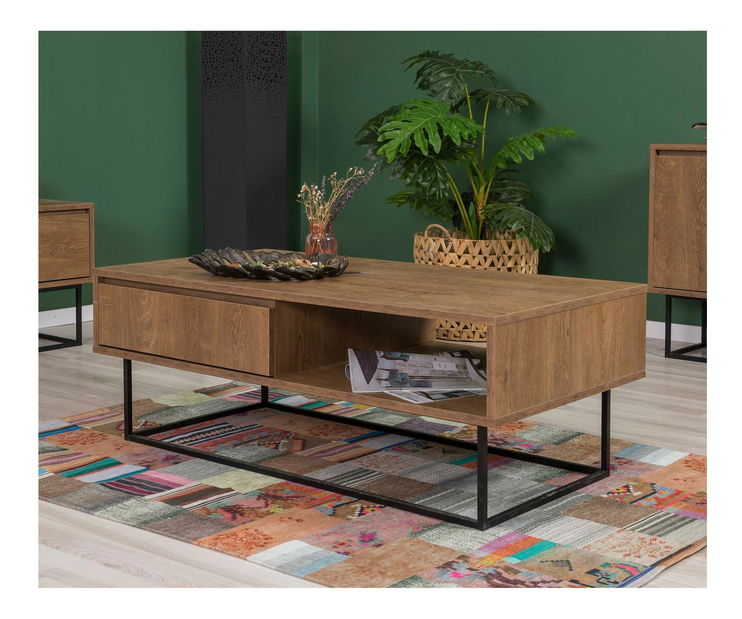 Súprava nábytku do obývacej izby Laxi 24 (orech + čierna)