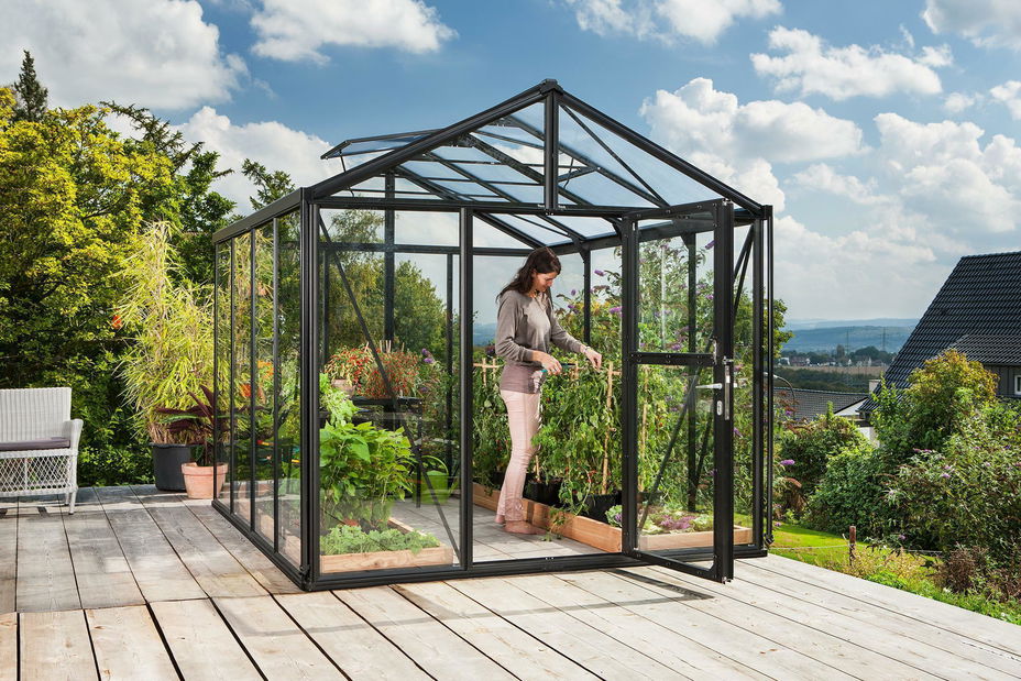 Stil clasic Greenhouse Zeus 8100 (policarbonat + sticlă securizată + negru)