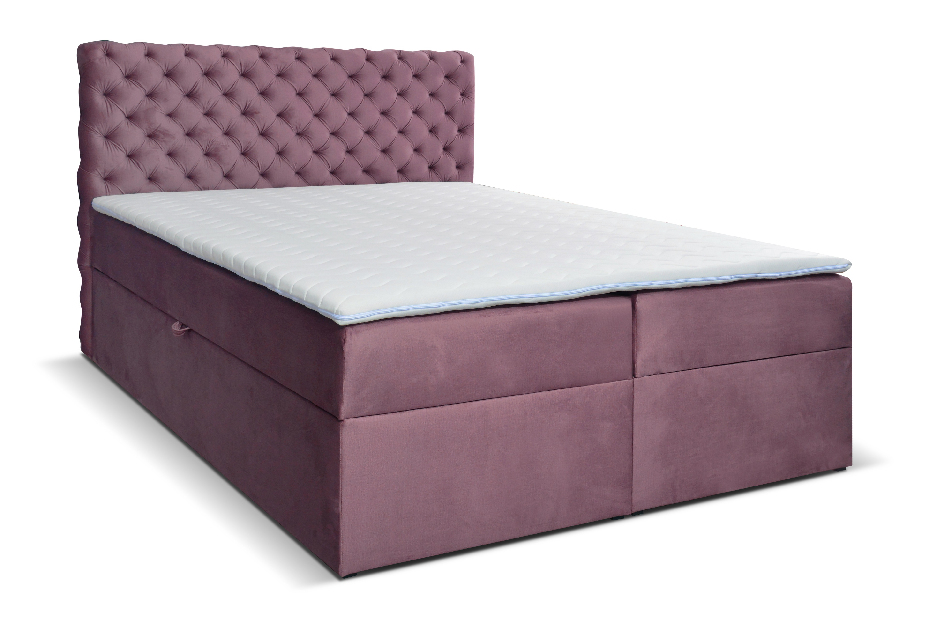 Pat matrimonial Boxspring 140 cm Orimis (roz)