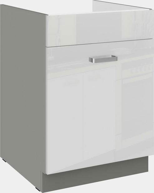 Dolná kuchynská skrinka Brunea 60 ZL 1S BB (korpus: sivá / front: lesk biely)