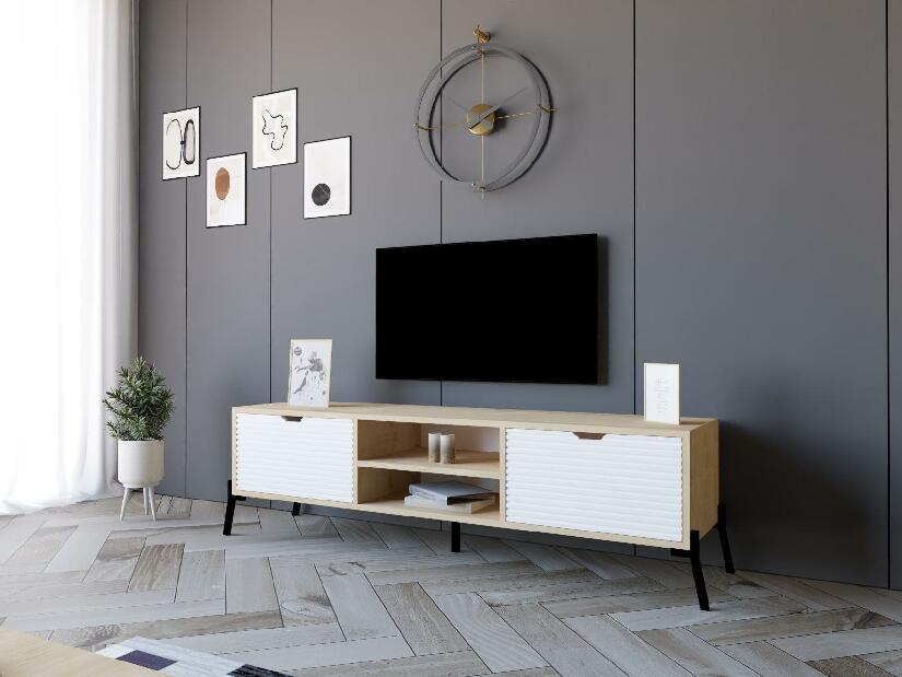 TV asztal/szekrény Pasula (zafír tölgy + fehér) 