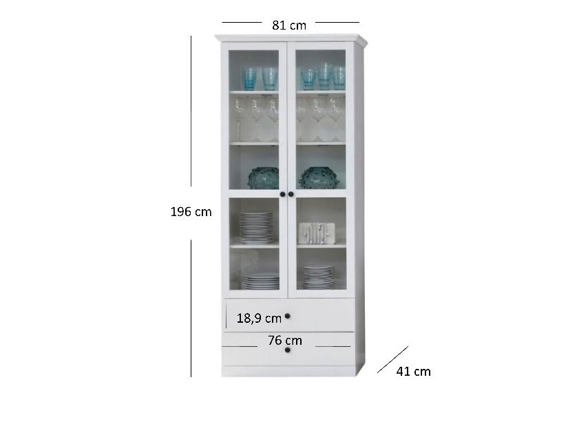 Vitrină Brendon 2W2S (alb)