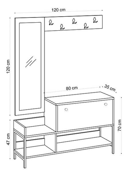 Set mobilier pentru hol Nestor (Stejar safir)