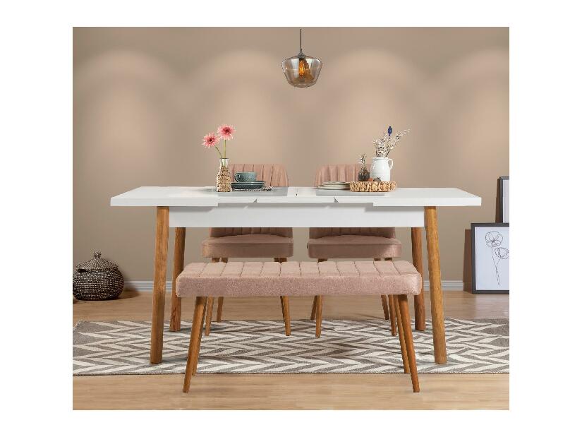 Set mobilier sufragerie Dobuse 2 (pin atlantic + alb + piatră) (pentru 4 persoane)