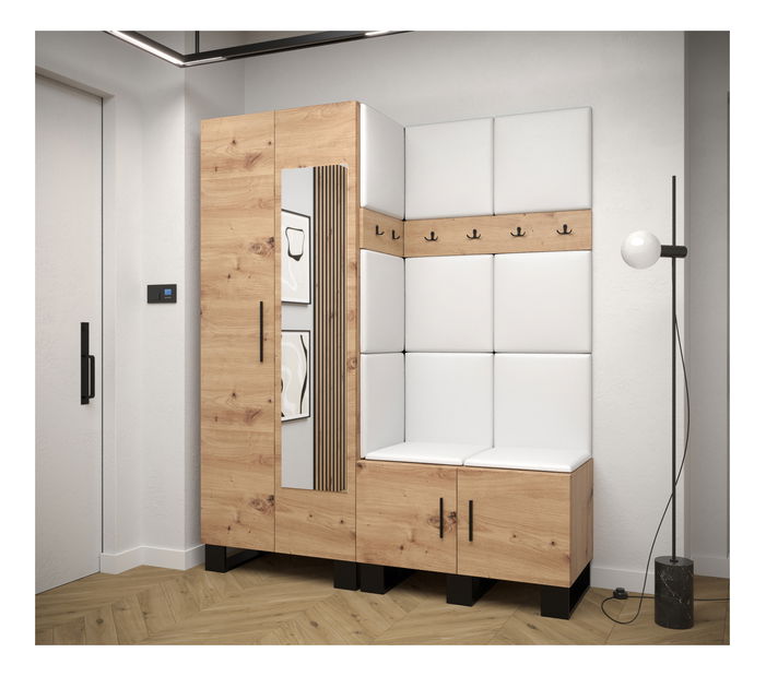 Set mobilier pentru hol Amanda 14 (Stejar artisan + Alb)