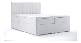 Manželská posteľ Boxspring 140 cm Ranaly (biela ekokoža) (s úložným priestorom)