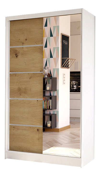 Ruhásszekrény Delana III (fehér + artisan tölgy)