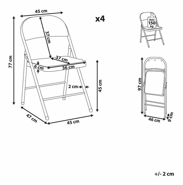 Set 4 buc. scaune de sufragerie SARPO (negru)