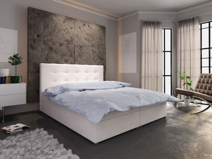 Pat matrimonial Boxspring 180 cm Fade 1 (bej) ( cu saltea și sp. depozitare)