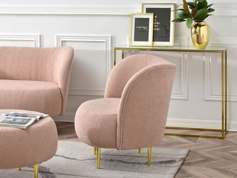 Relaxačné kreslo Corintana (púdrová ružová + zlatá)
