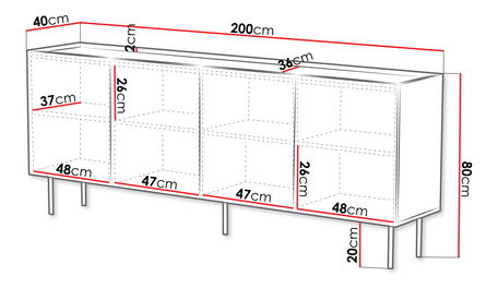 Dulap Grotzi 200 4D (Negru) 