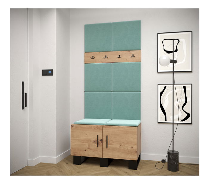 Set mobilier pentru hol Amanda 4 (Stejar artisan + verde)