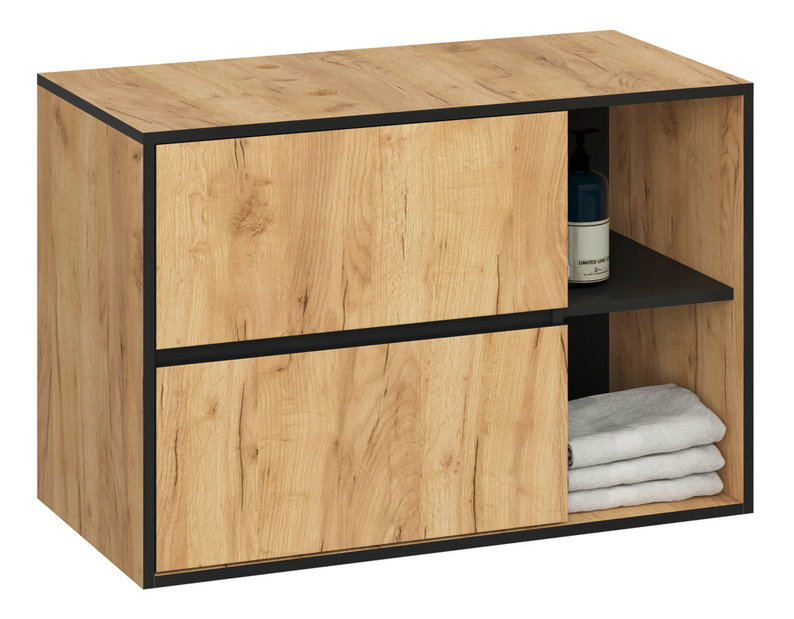 Kúpelňová skrinka Vambos W90UM 2SZ 2P (dub craft + čierna)