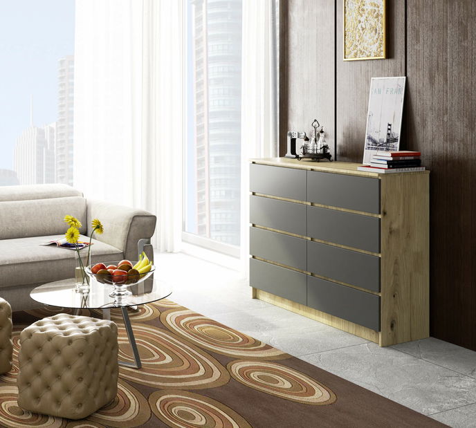 Comodă Keanu III (Stejar artisan + Gri)