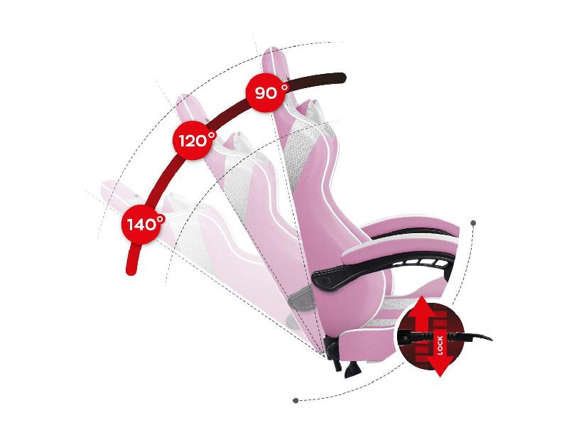Herné kreslo Fusion 4.7 (biela + ružová)