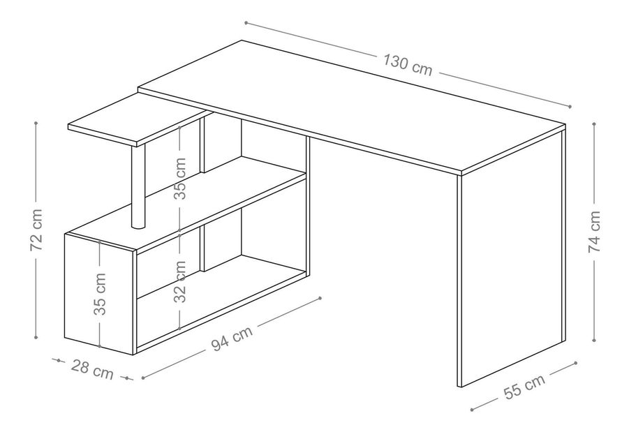 PC stolík Gobi (biela)