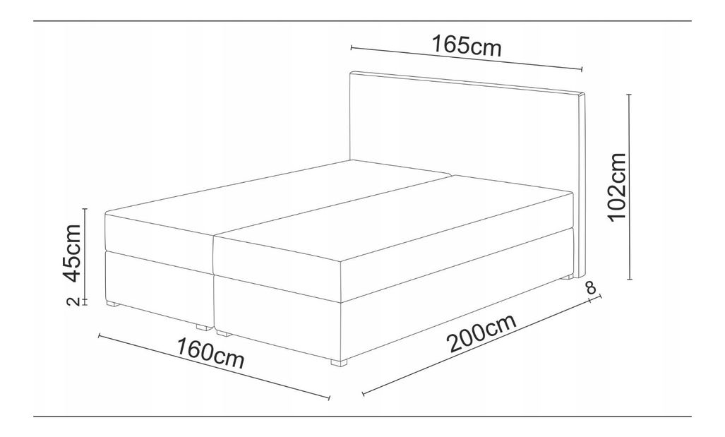 Pat matrimonial Boxspring 160 cm Karen Comfort (bej) (cu saltea și sp. depozitare)
