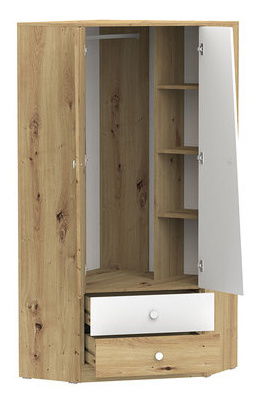 Mobilier cameră studenți Seraphina IV (stejar artisan + alb + gri)