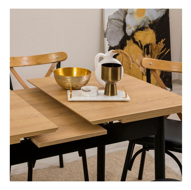 Set mobilier sufragerie Duvasa 25 (negru) (pentru 4 persoane)