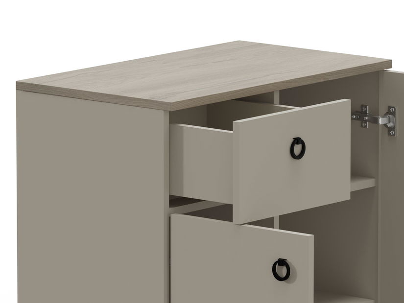 Komoda Demandaron 3 (taupe + hrast silverjack) 