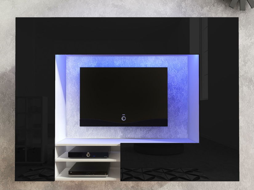 Obývacia stena Net (biela + lesk čierny)