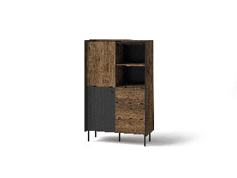 Comodă Phelan P4 (Nuc warmia + Negru)