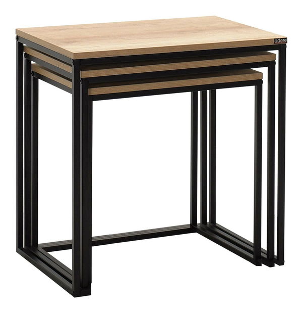 Set 3ks. konferenčných stolíkov Lepuki (orech + čierna)