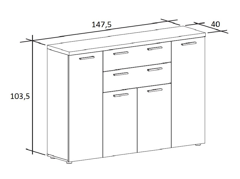 Komoda tip 864 Bovero xl (hrast sonoma + bijela) 