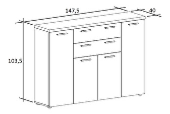 Komoda typ 864 Bovero  XL (dub sonoma + biela) 