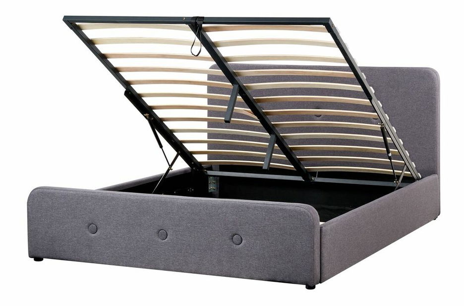 Franciaágy 160 cm Renza (sötétszürke) (ágyráccsal)