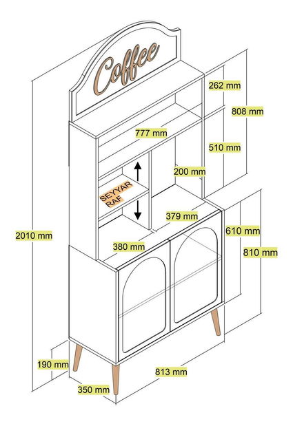 Bufet Lyantela 80 (alb + auriu)