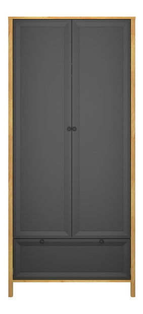 Ruhásszekrény Bruselas (tarany craft (tölgy + fekete)