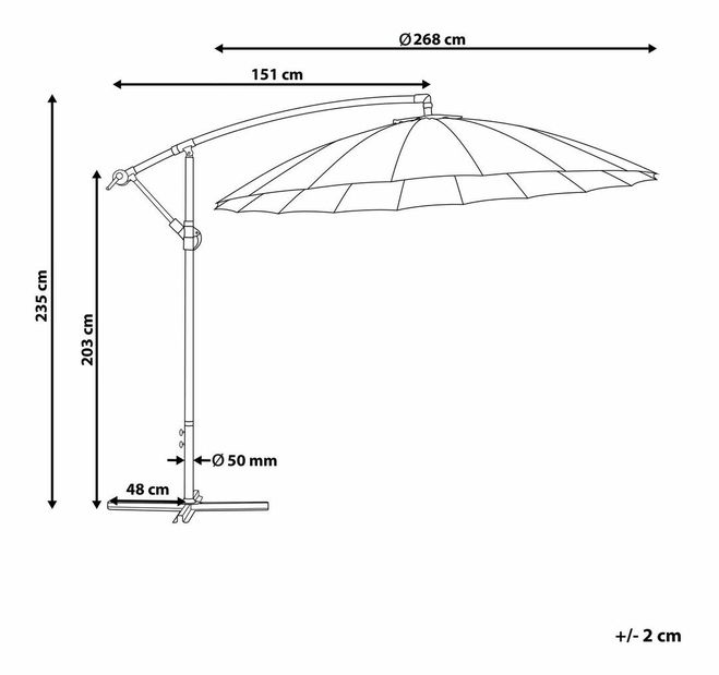 Záhradný slnečník 268 cm CALISA II (polyester) (pieskovo béžová)