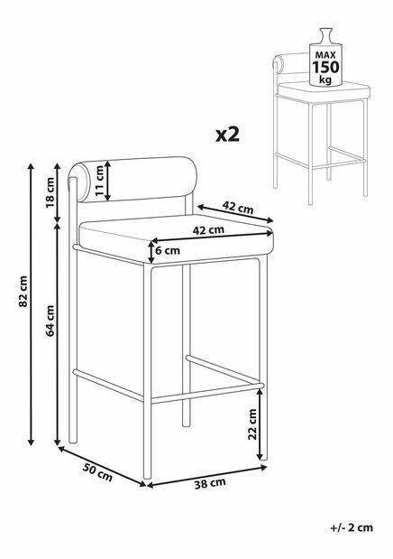 Set 2 ks barových stoličiek Aage (zelená)